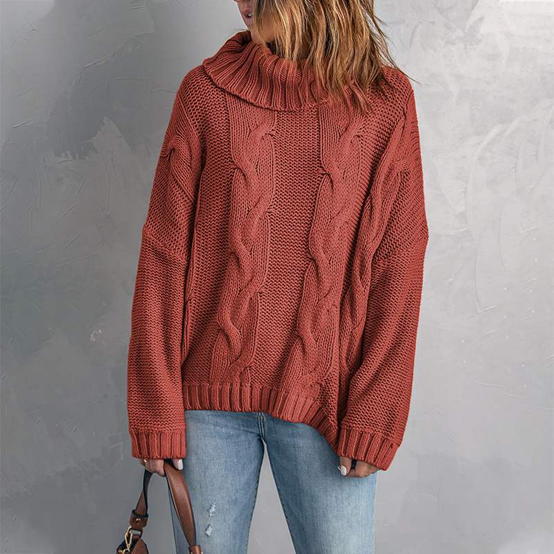 Kvinnors Vintertröja Med Hög Hals Enfärgad Långärmad Pullover
