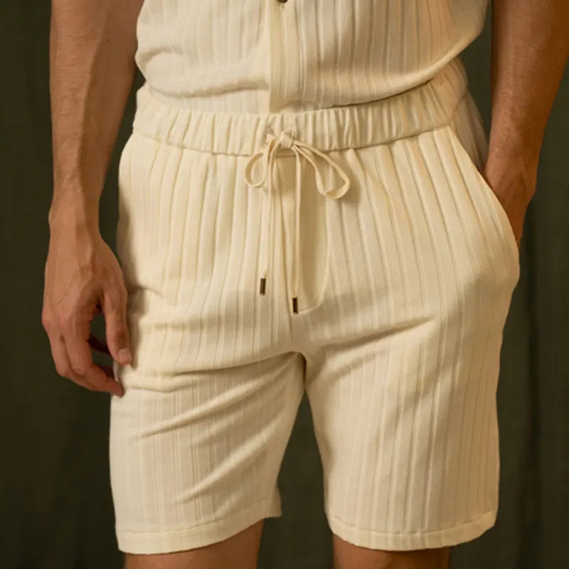 Herr Vårset Två Delar Kortärmad Skjorta och Shorts