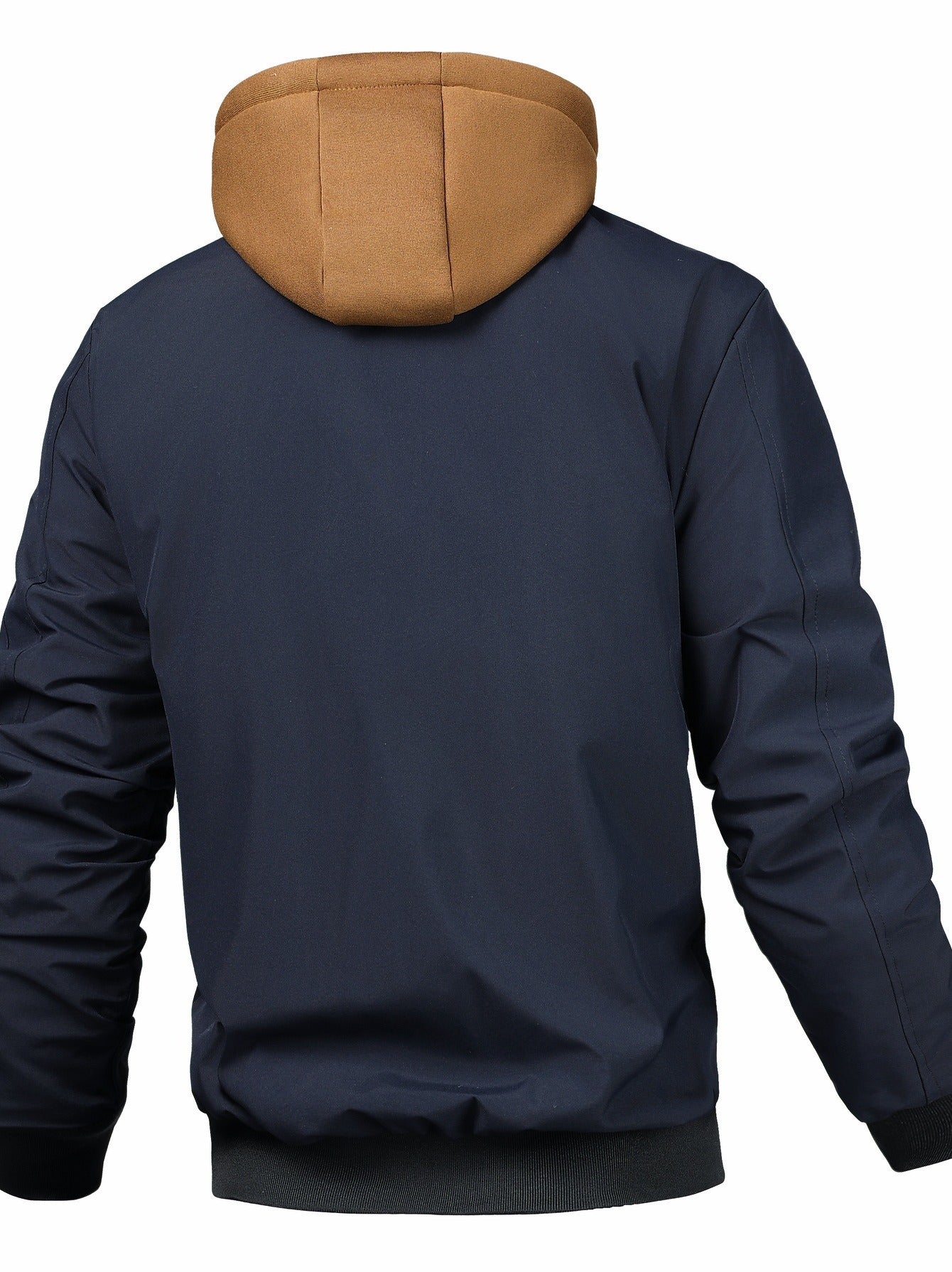 Höstbomberjacka För Män, Quiltad Design, Huva, Framknäppning