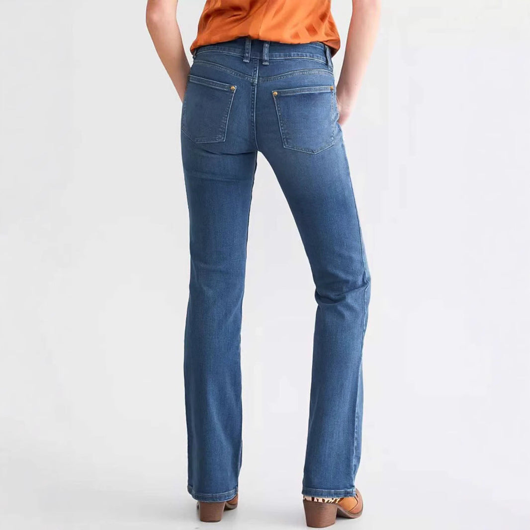 Dam Slim-Fit Skinny Jeans Hög Elasticitet Marinblå