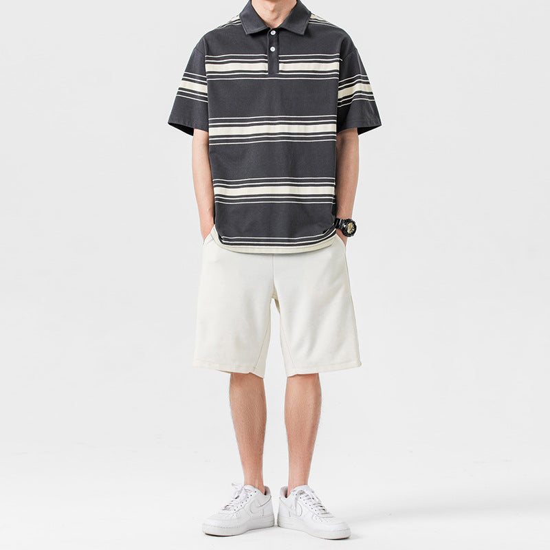Herr Sommar Tvådelat Sport Set Kortärmad T-Shirt Medellånga Shorts Enfärgad Färg Matchande Outfit Flera Storlekar
