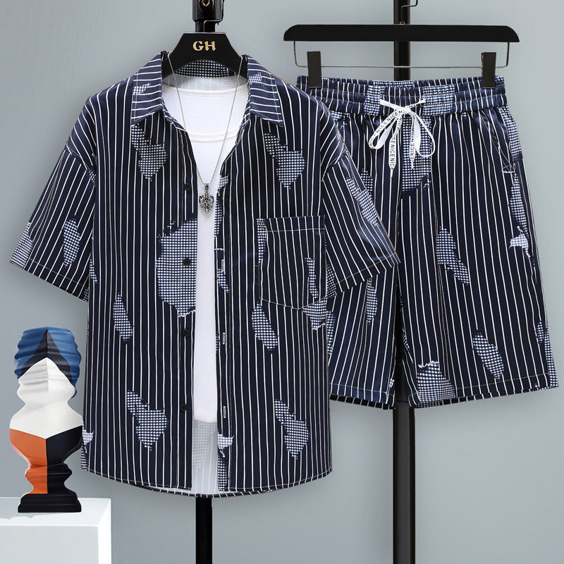Sommarsporter med kort ärm och rak passform, matchande outfit för män, shorts