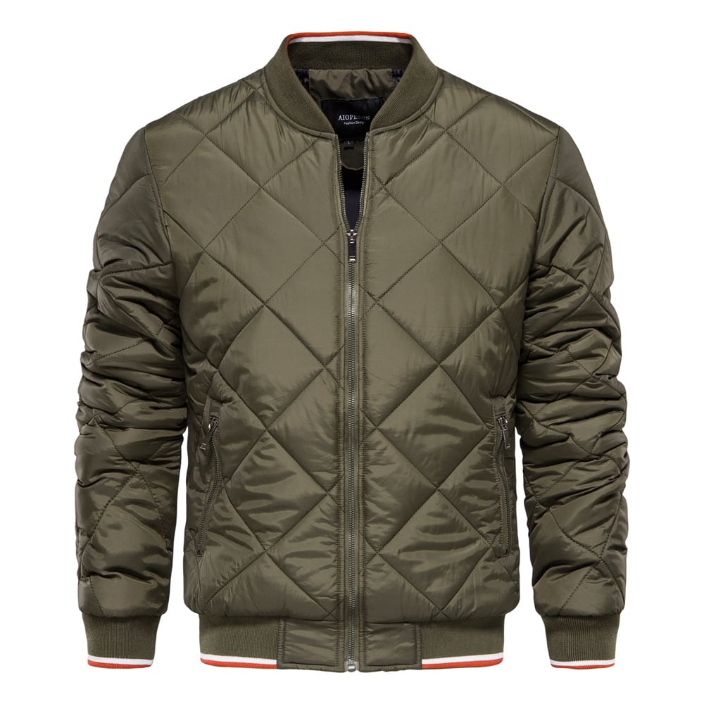 Menā€™S Winter Padded Jacket Stand Collar Solid Färg Zipper