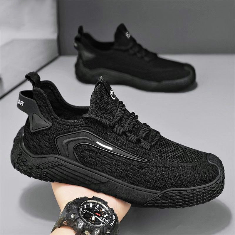 Herrsportsneakers Med Snörning, Rund Tå Och Platt Sula