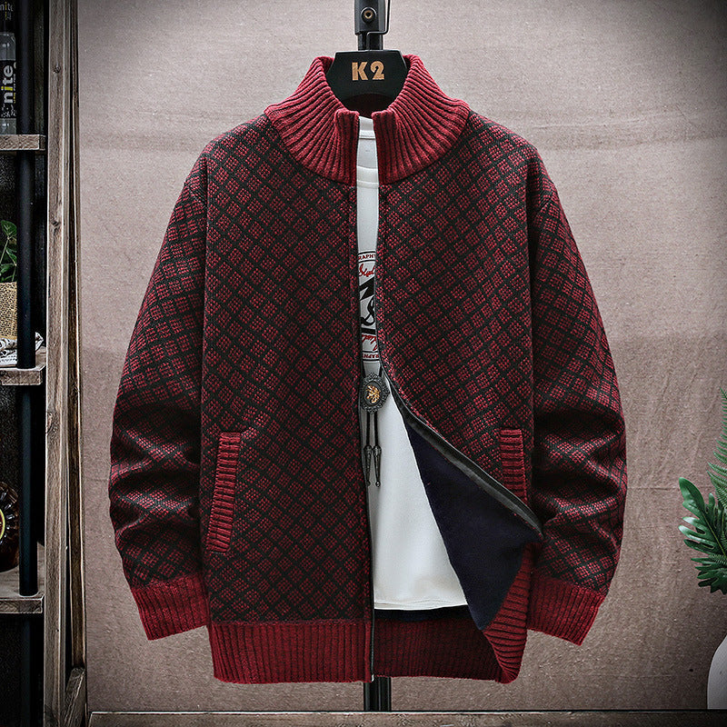 Herr Sweatercoat med Dragkedja Långärmad och Lös Passform