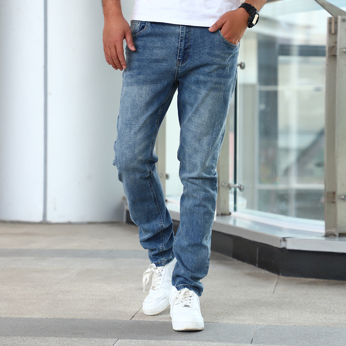 Herrjeans Med Stretch Och Dragkedja
