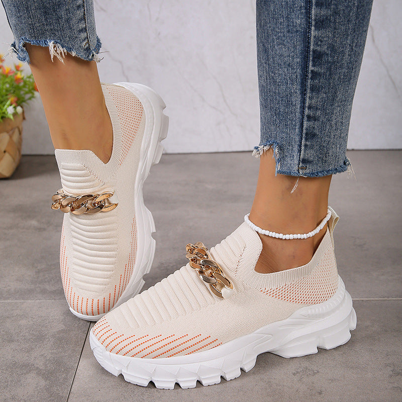 Damskor I Mesh Med Slip-On-Detaljer Och Platt Sula