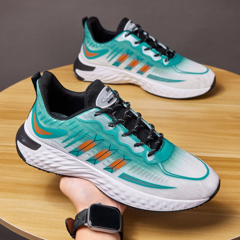 Herrsportsneakers Med Snörning, Tjock Sula Och Rund Tå