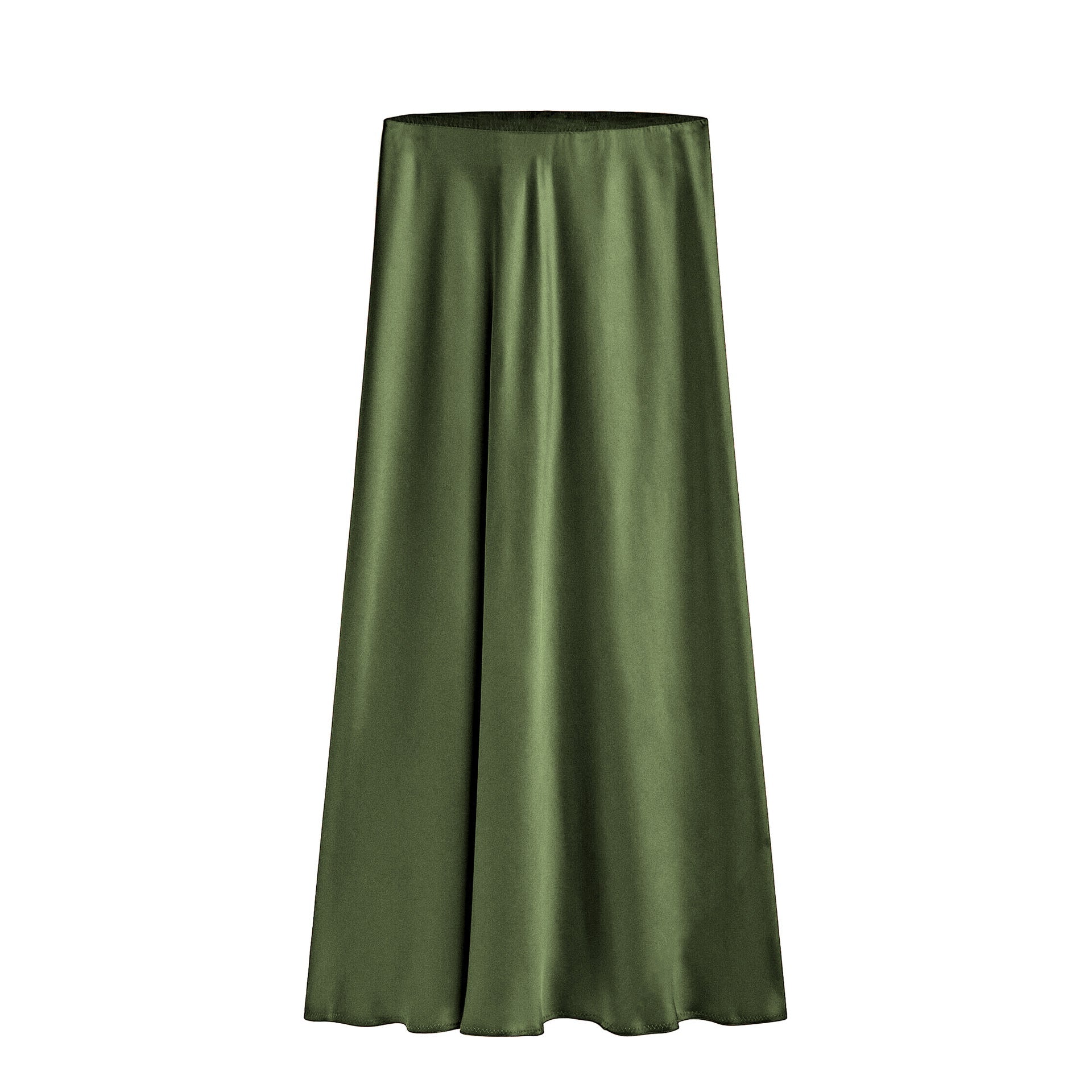 Kvinnors Mellanlång Kjol Med Hög Midja, Elastisk Sned Slits
