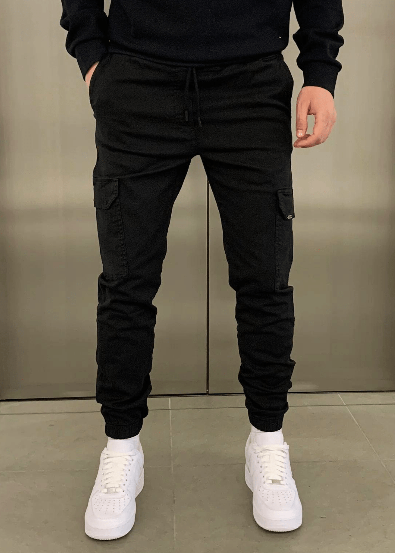 Herr Cargo Joggerbyxor med Elastisk Midja och Sidofickor