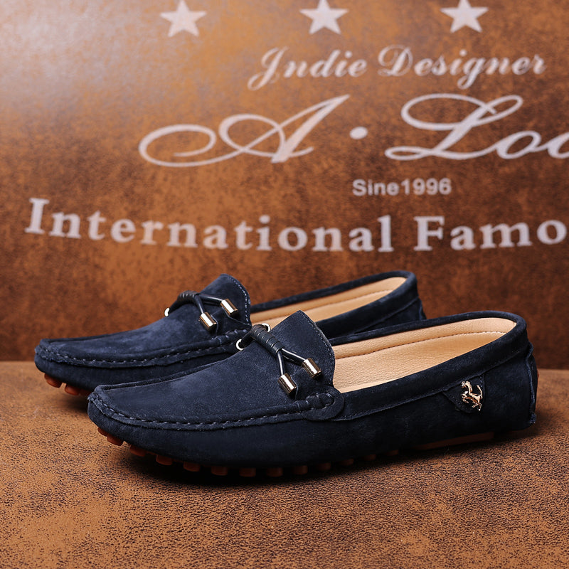Loafers För Herr Med Mockaöverdel, Snurrad Rem Och Moc-Tå