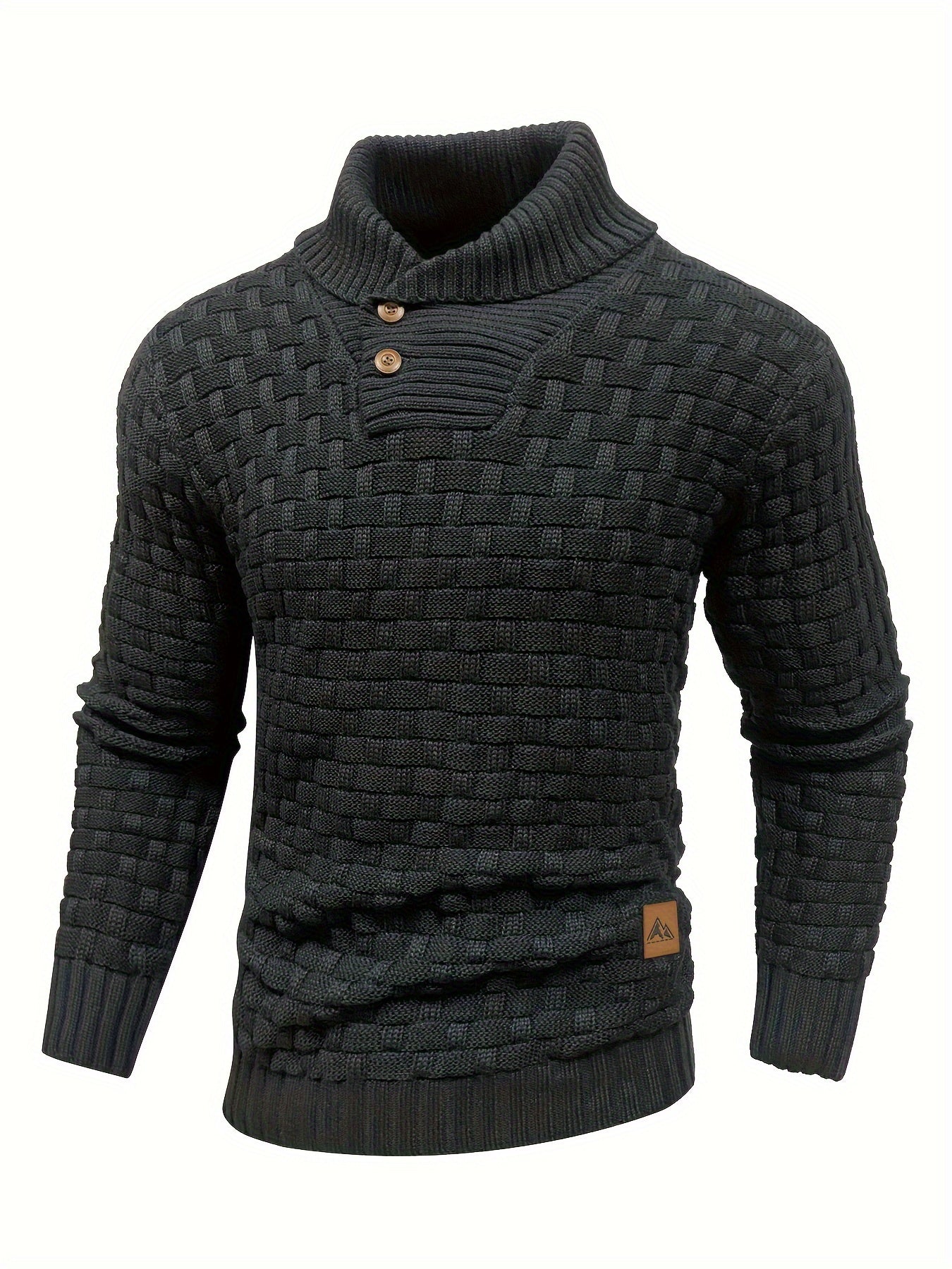 Herr Tröja i Waffle Knit med Sjalkrage