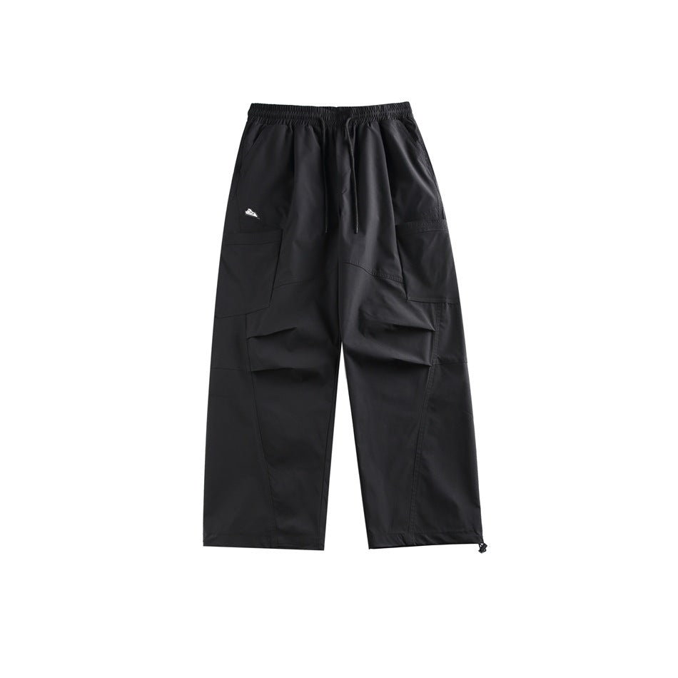 Retro Parachute Raka Ben Med Ankelband Utility Byxor Med Mellanhög Midja, Loose Fit