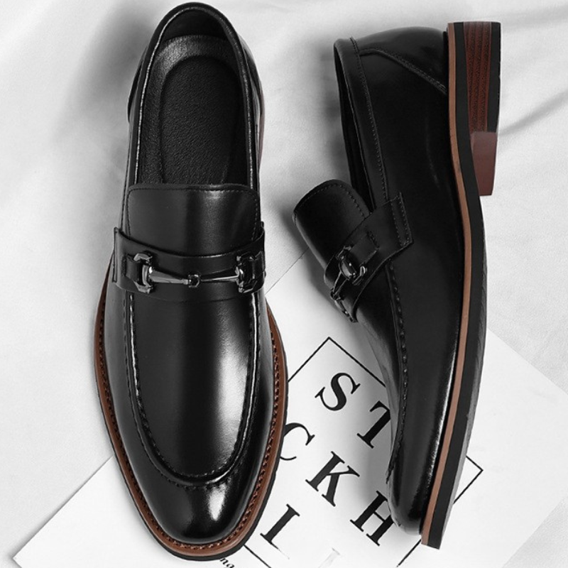 Herrloafers I Läder Med Bit Och Metalldetaljer I Hästbit