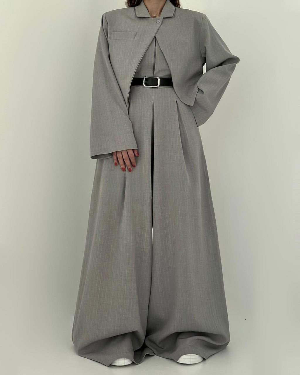 Dam Bustier Jumpsuit Set Med Vida Byxor Och Matchande Jacka