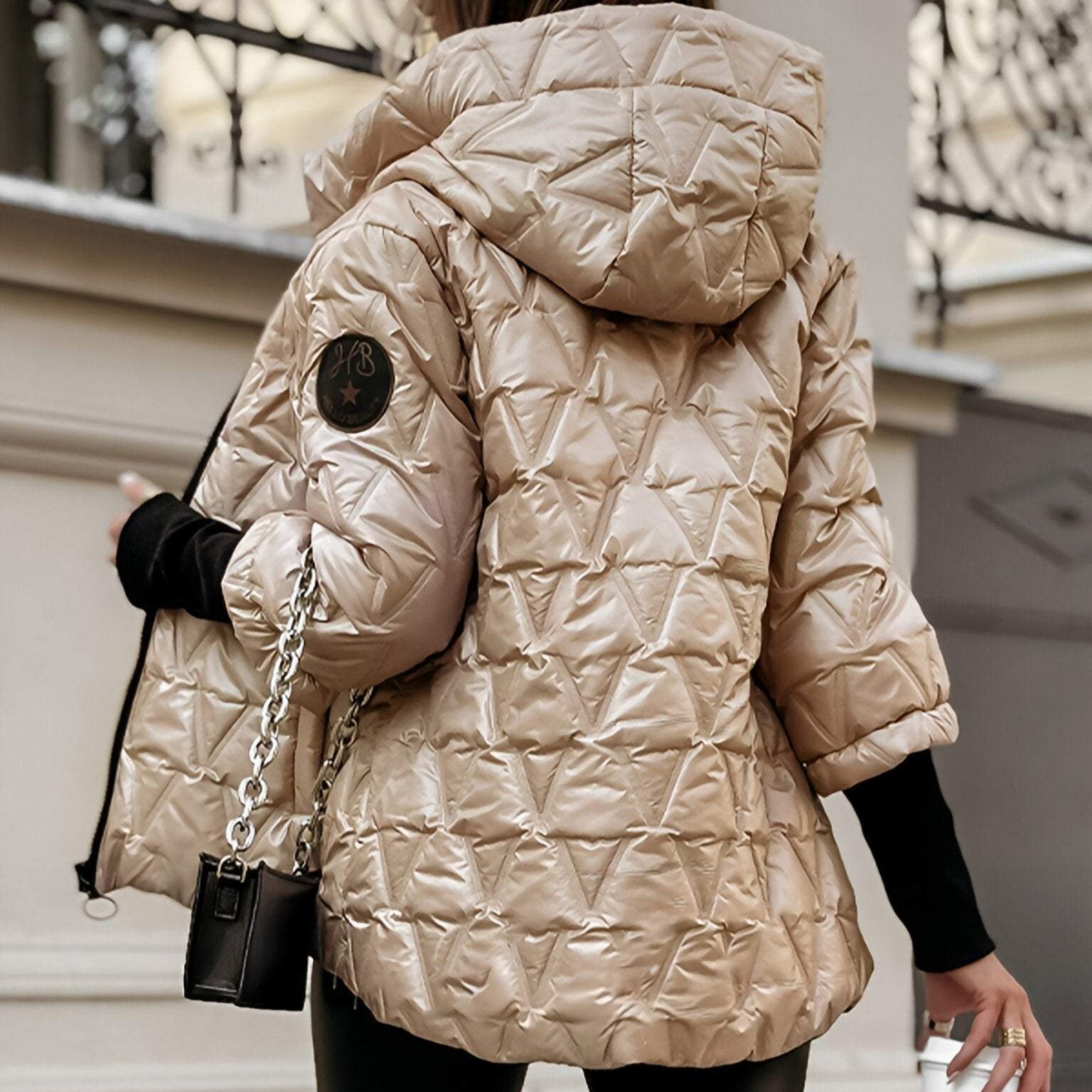 Dam Vinterjacka I Puffer-Modell Med Lätt Vaddering