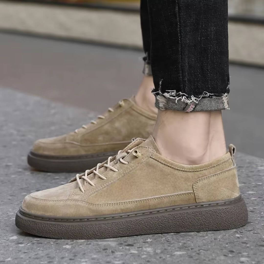 Herr Sneakers Mocka Look Snörning Vadderad Innersula Gummisula