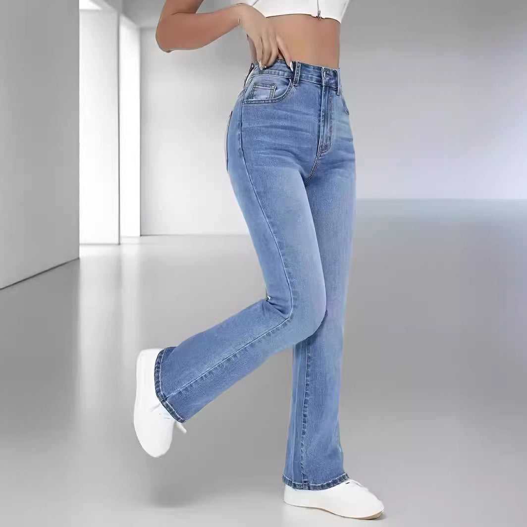 Damjeans Med Hög Midja, Raka, Smala Passformer Och Stretch I Denimblandning