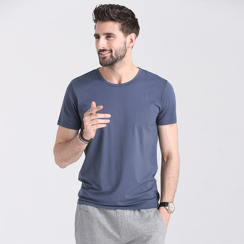 Herr Sommar Slim Fit Kortärmad Rund Hals Snabbtorkande T-Shirt Enfärgad Tunn Topp