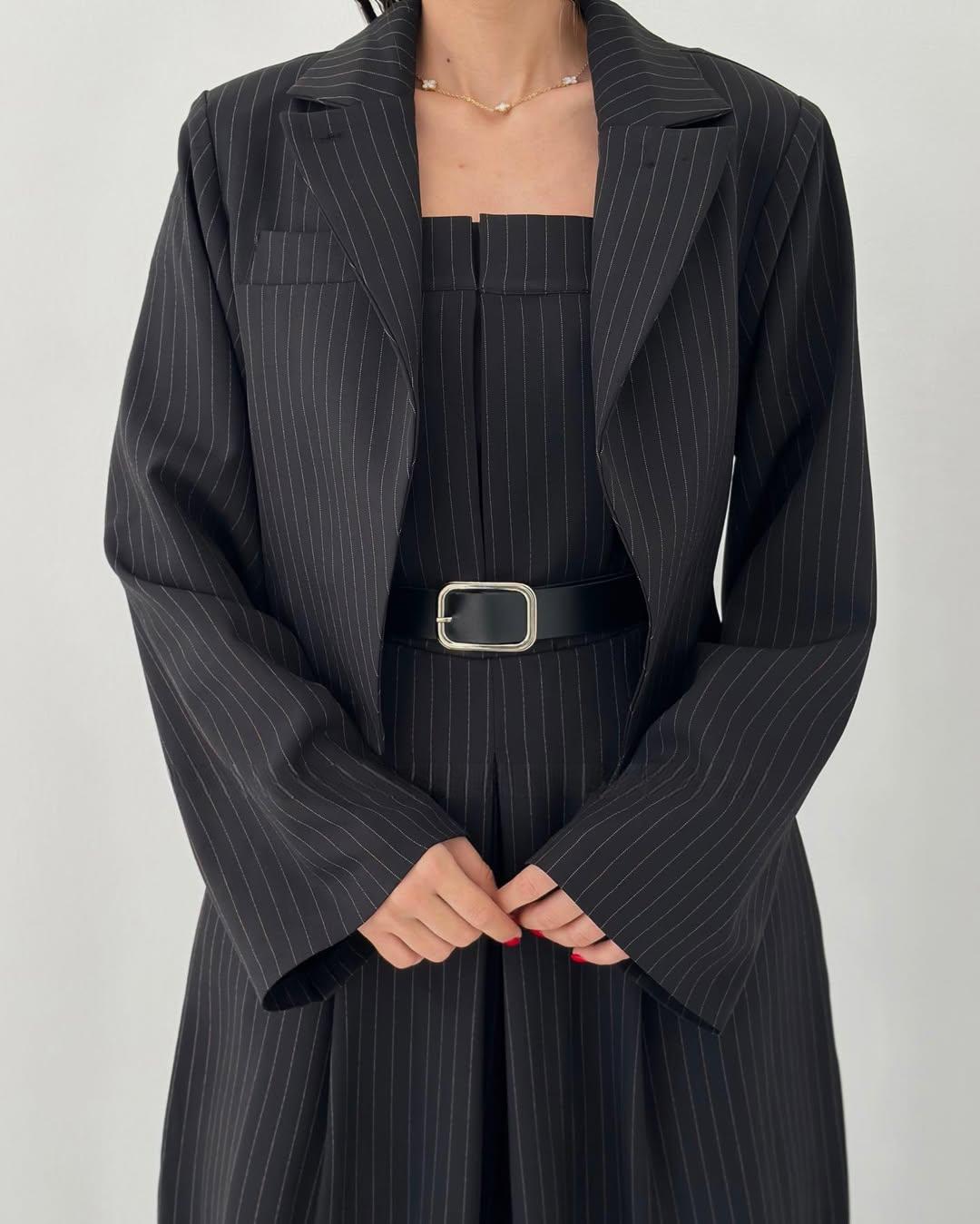 Dam Bustier Jumpsuit Set Med Vida Byxor Och Matchande Jacka