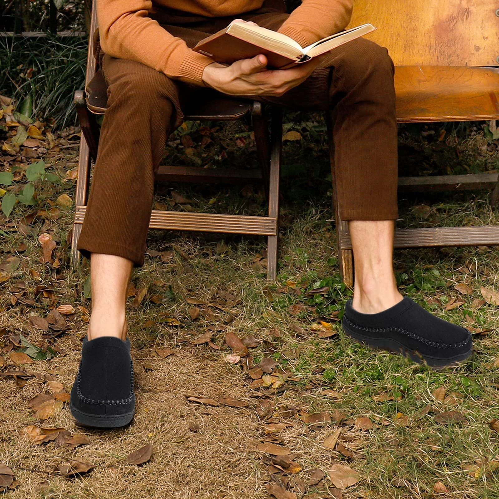 Herrloafers Med Slip-On-Detaljer, Bred Tå, Halkfri Plysch