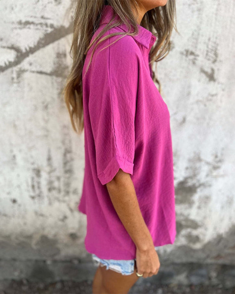 Dam Blus Med Lätt Vikt Och Lös Passform