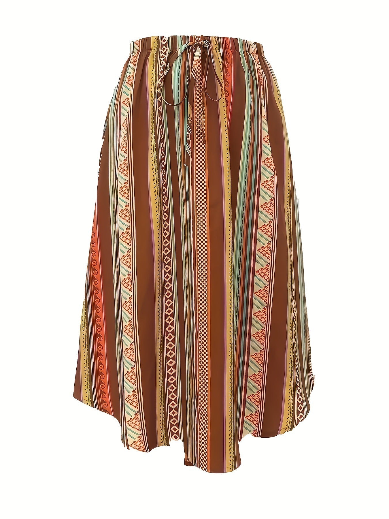 Kvinnors Geometriska Tryck Asymmetriska Kjolar I Avslappnad Midi-Stil