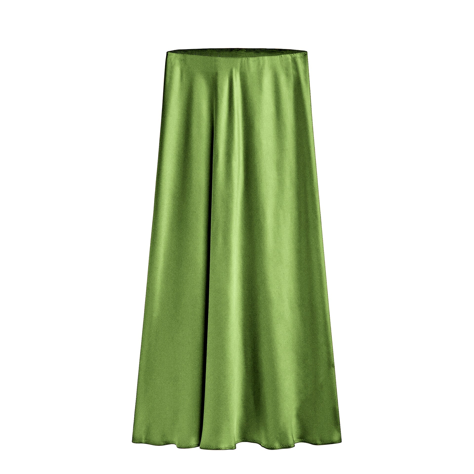 Kvinnors Mellanlång Kjol Med Hög Midja, Elastisk Sned Slits