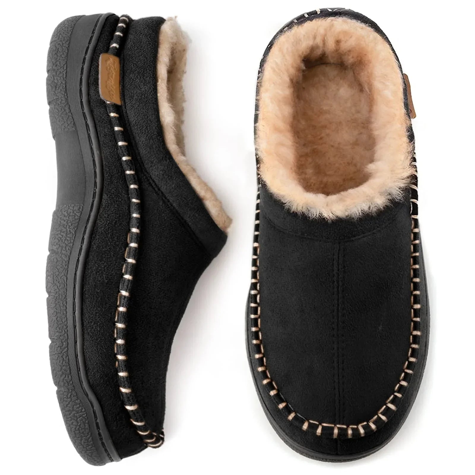Herrloafers Med Slip-On-Detaljer, Bred Tå, Halkfri Plysch