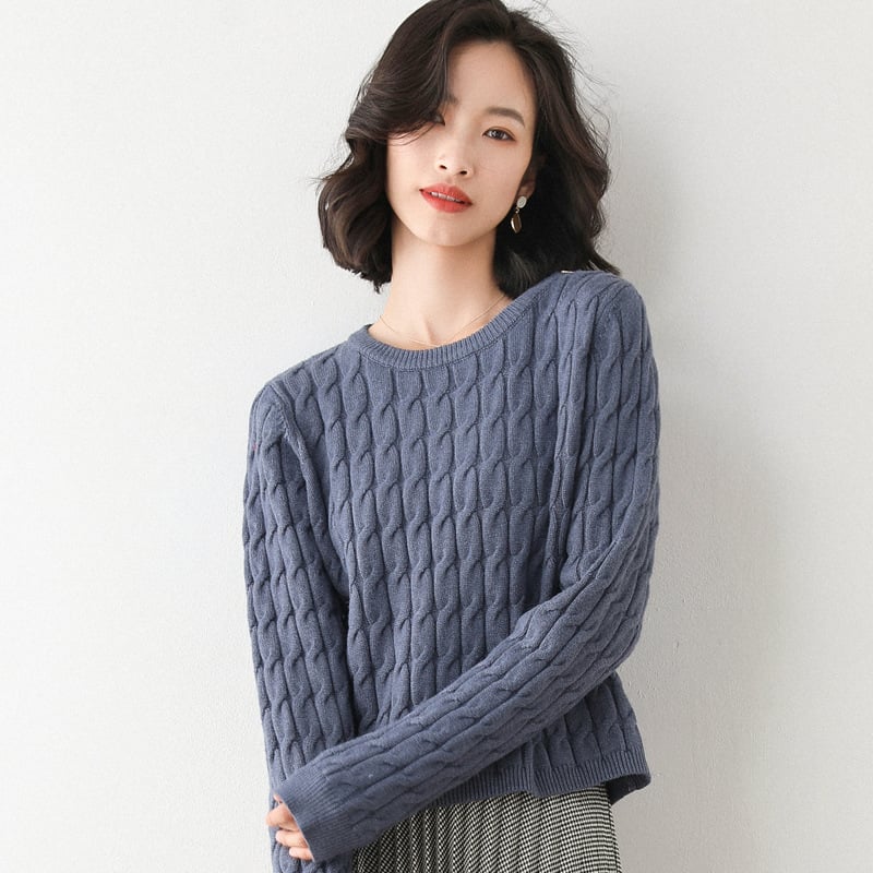 Kvinnors Vintertröja Med Hög Enfärgad Långärmad Pullover