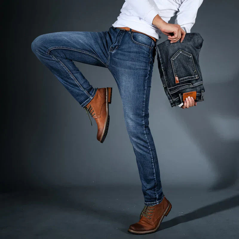 Herrjeans I Slim Fit Med Elastiska Denimmönster, Stretchtyg Och Mångsidig Design