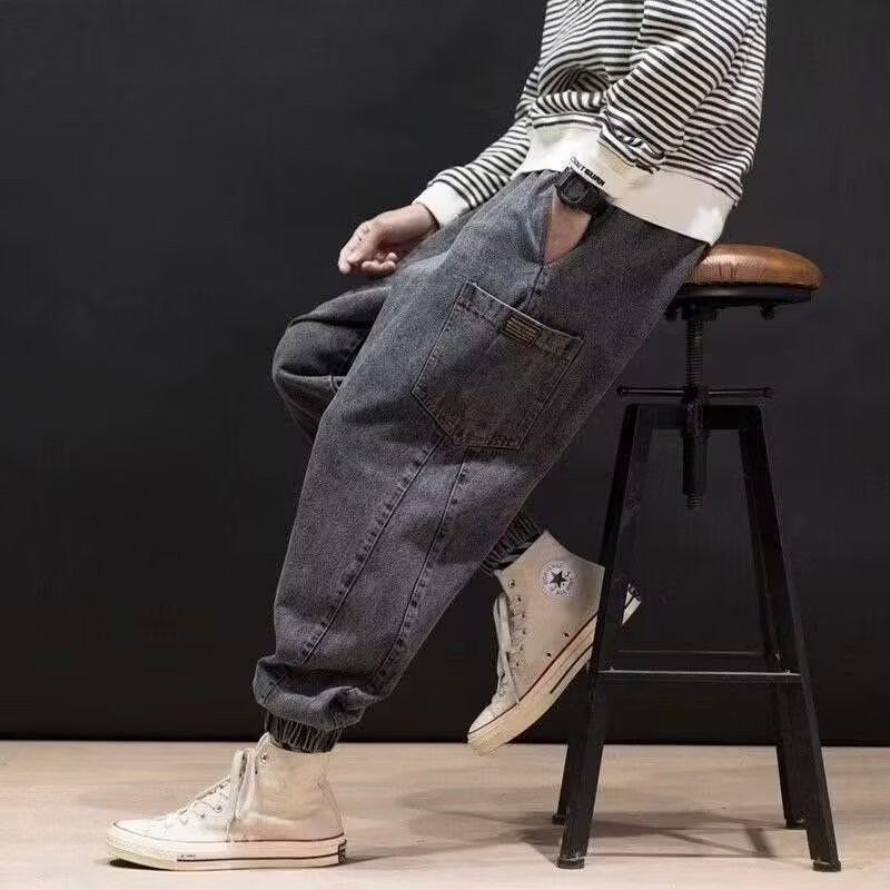 Herrjeans Raka Ben Med Mellanhöga Cargofickor