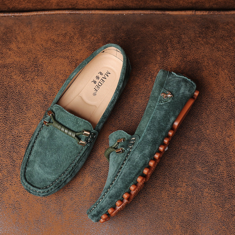 Loafers För Herr Med Mockaöverdel, Snurrad Rem Och Moc-Tå
