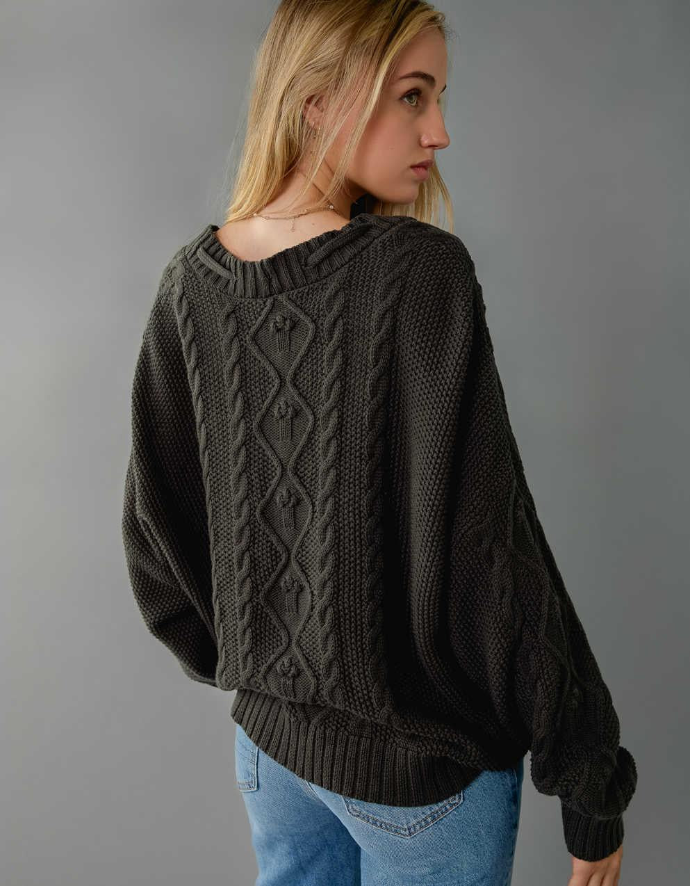 Damkofta I Flätstickad Design Med Öppen Framsida Och Ribbade Kanter