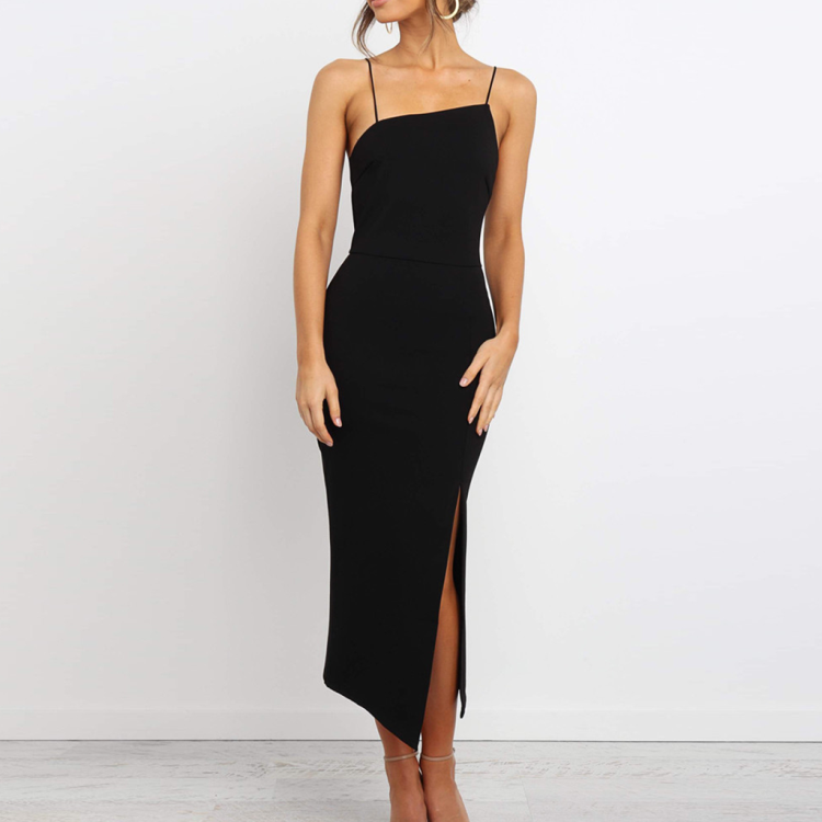 Kvinnors Bodycon Midi-Klänning Ärmlös Hög Midja Pullover