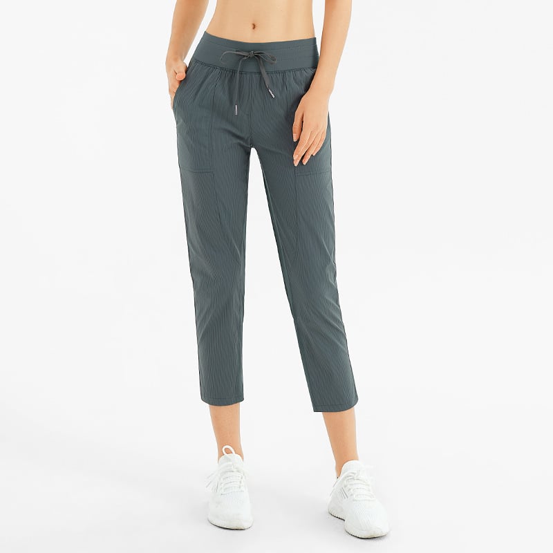 Lösa Yogabyxor Med Nio Punktslängd, Fickor Och Medelhög Midja För Kvinnor