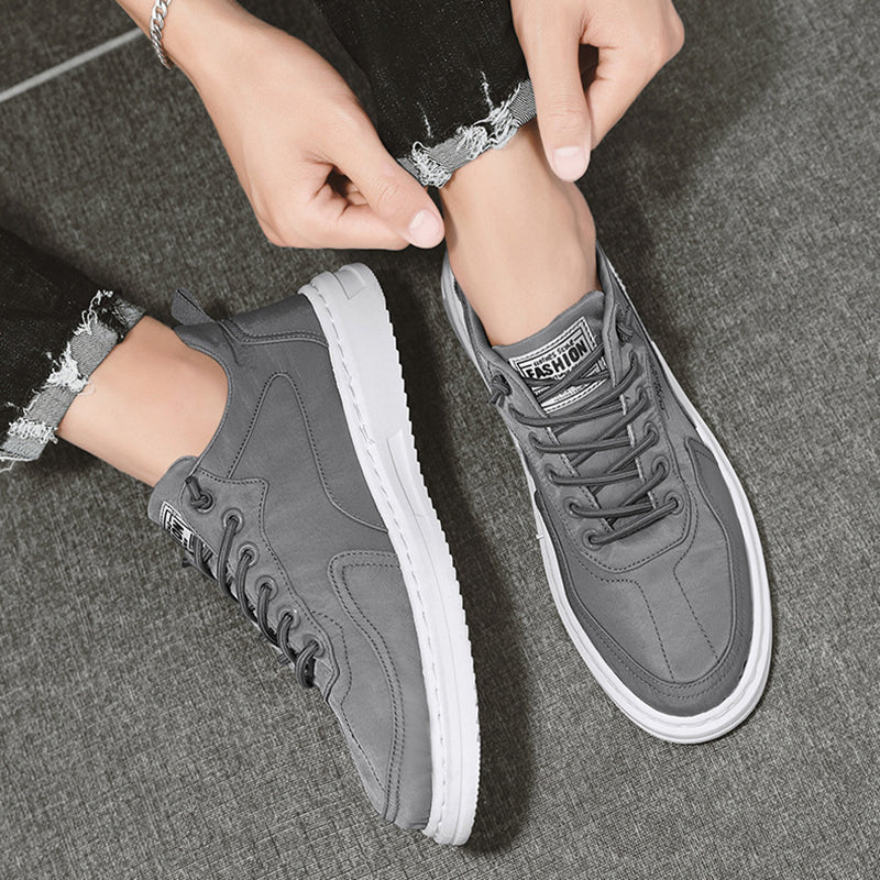 Herrsneakers Med Ovandel I Kanvas Och Platåsula I Gummi