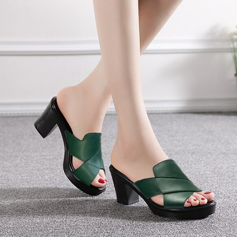 Herr Sommarplattformsandaler Slip On Cross Strap Tjock Klack