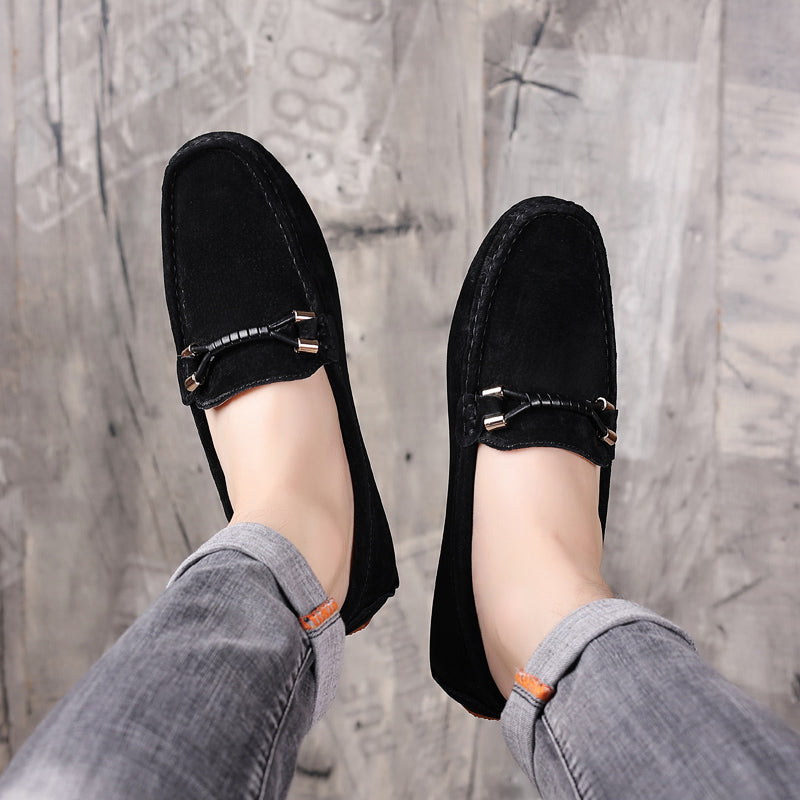 Loafers För Herr Med Mockaöverdel, Snurrad Rem Och Moc-Tå