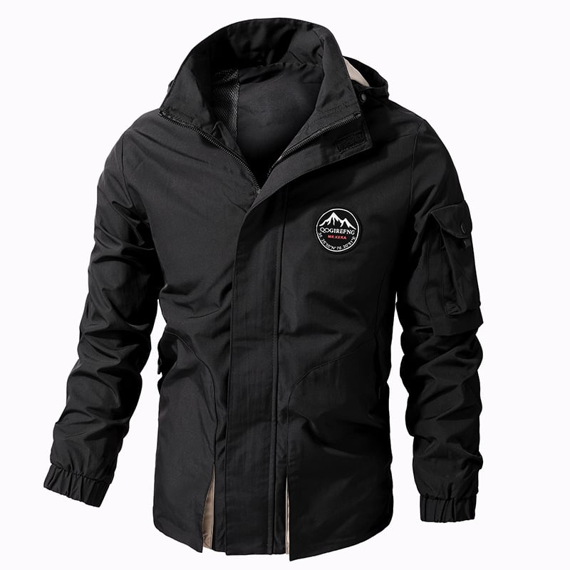 Menā€™S Hooded Jacket Plus Storlek Outdoor Solid Färg Long Sleeve