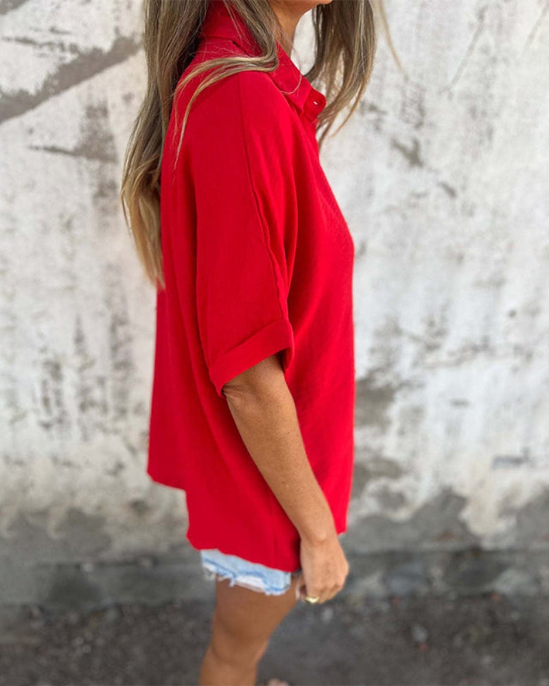 Dam Blus Med Lätt Vikt Och Lös Passform