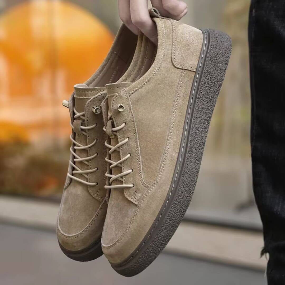 Herr Sneakers Mocka Look Snörning Vadderad Innersula Gummisula