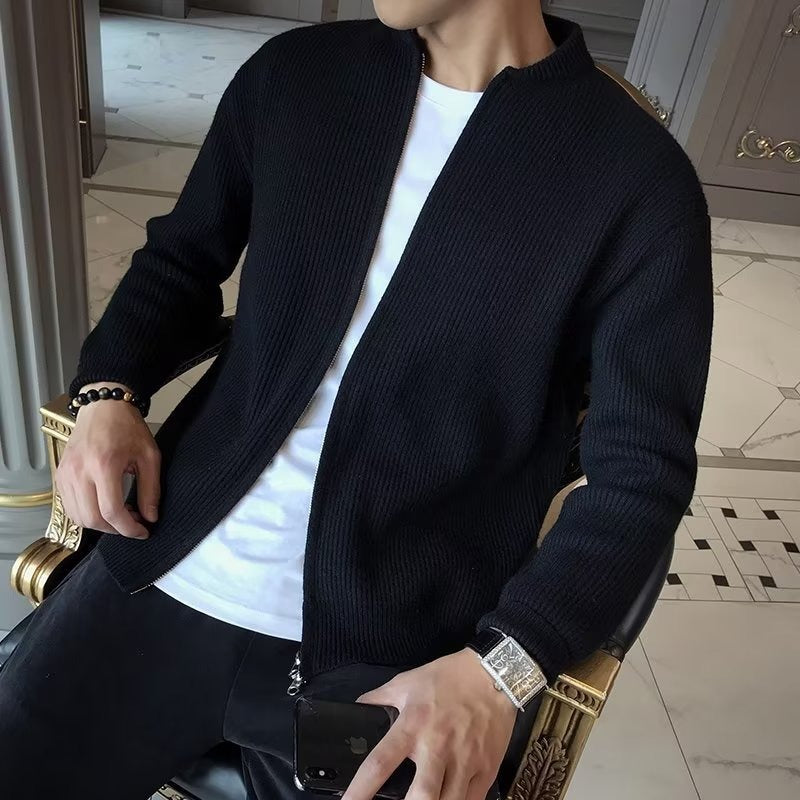 Herr Vinter Cardigan Enfärgad med Långärmad Design