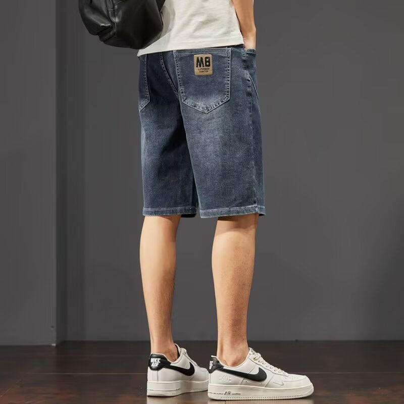 Sommarjeanshorts för män, raka ben, avslappnad passform, kort längd