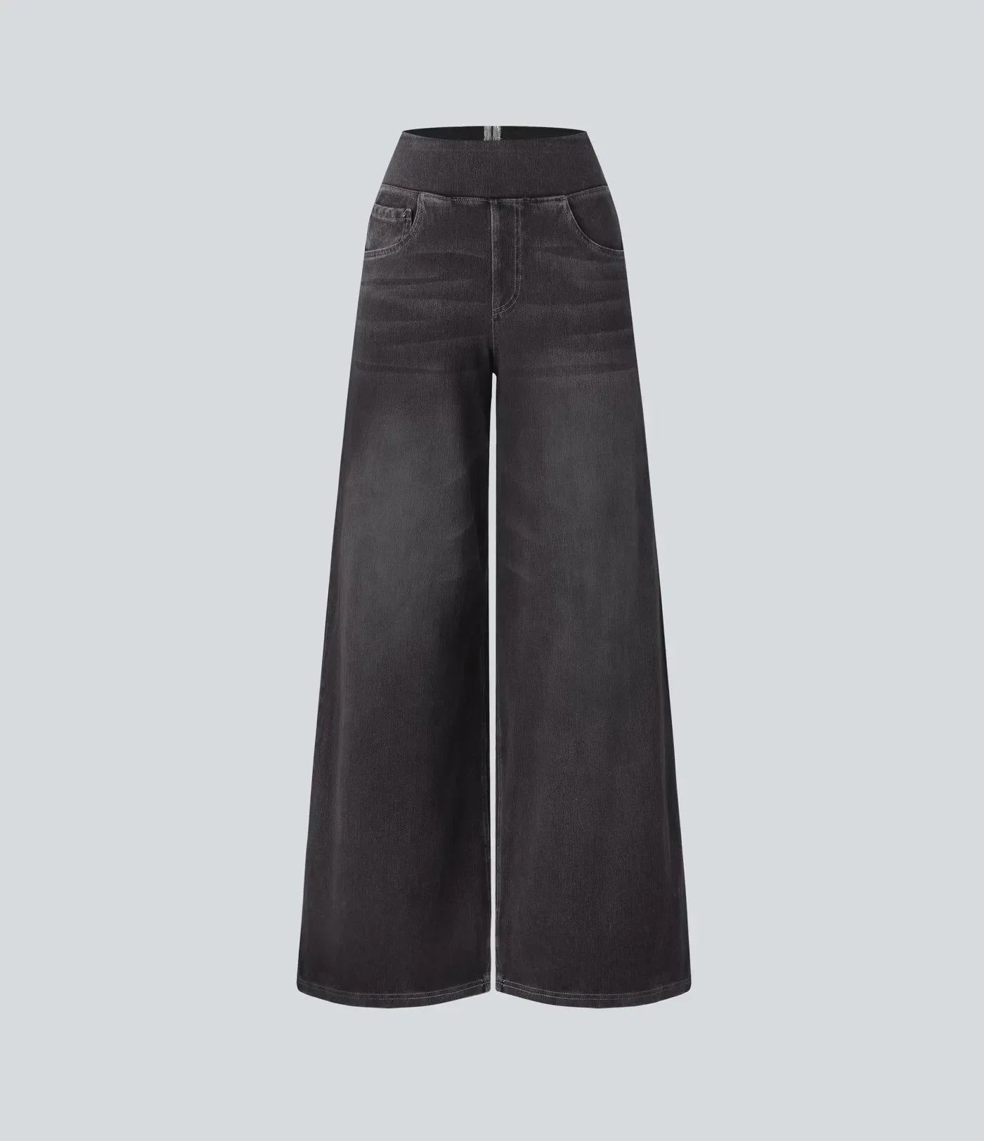 Damjeans Med Hög Midja Och Stretch, Bekväma Raka Ben