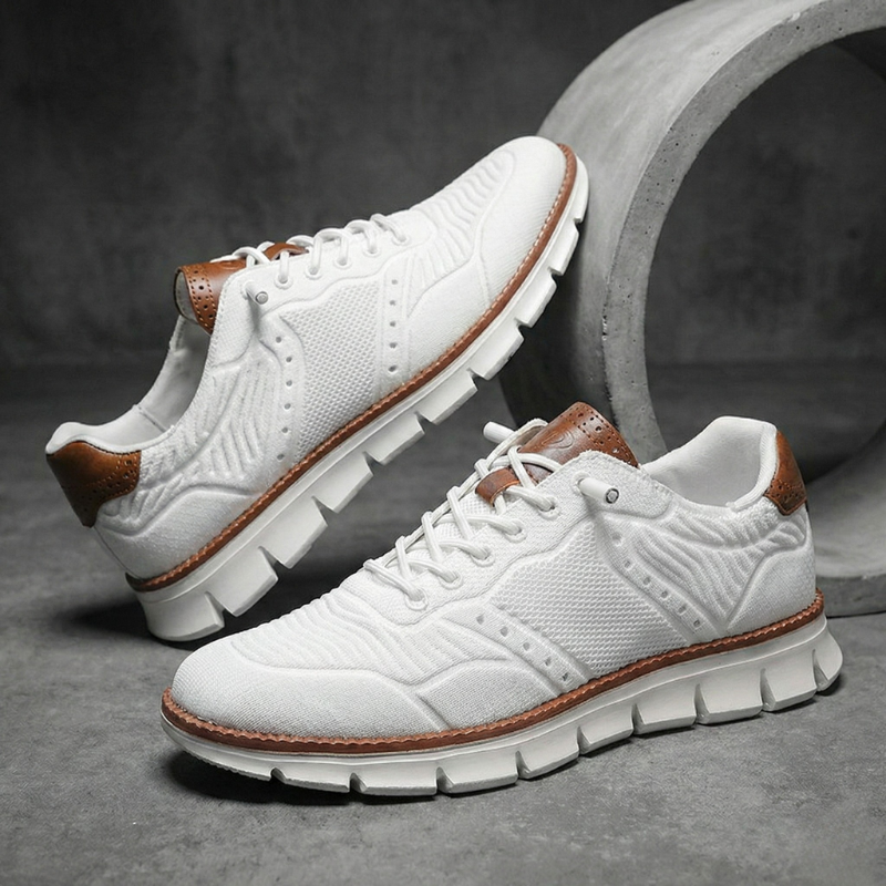Herrsneakers I Mesh Och Läder För Casualbruk, Trek