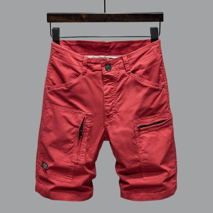 Herrcargo-shorts i skräddarsydd passform med blixtlåsförsedda verktygsfickor