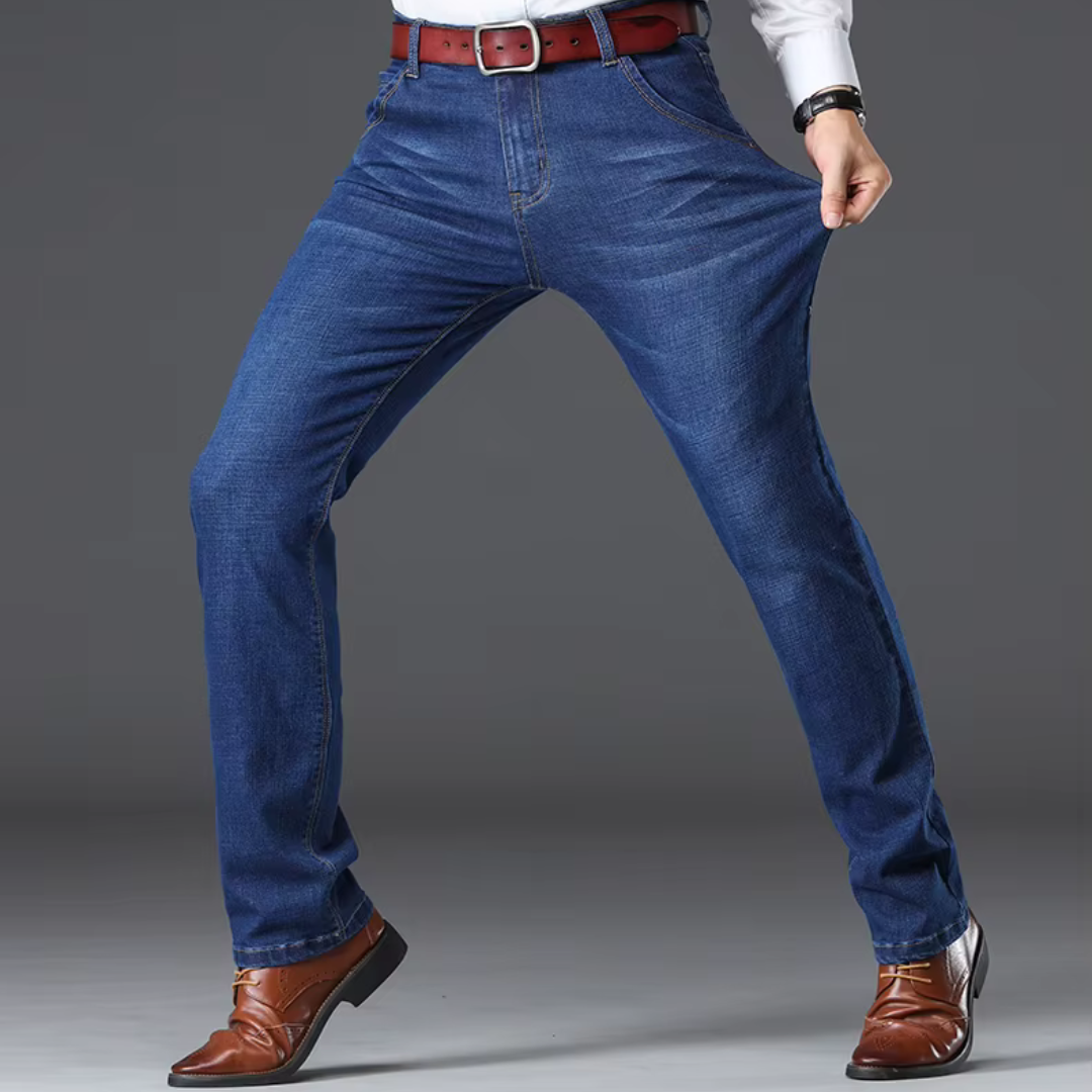 Herr Stretch Denimstil Jeans Klassisk Passform