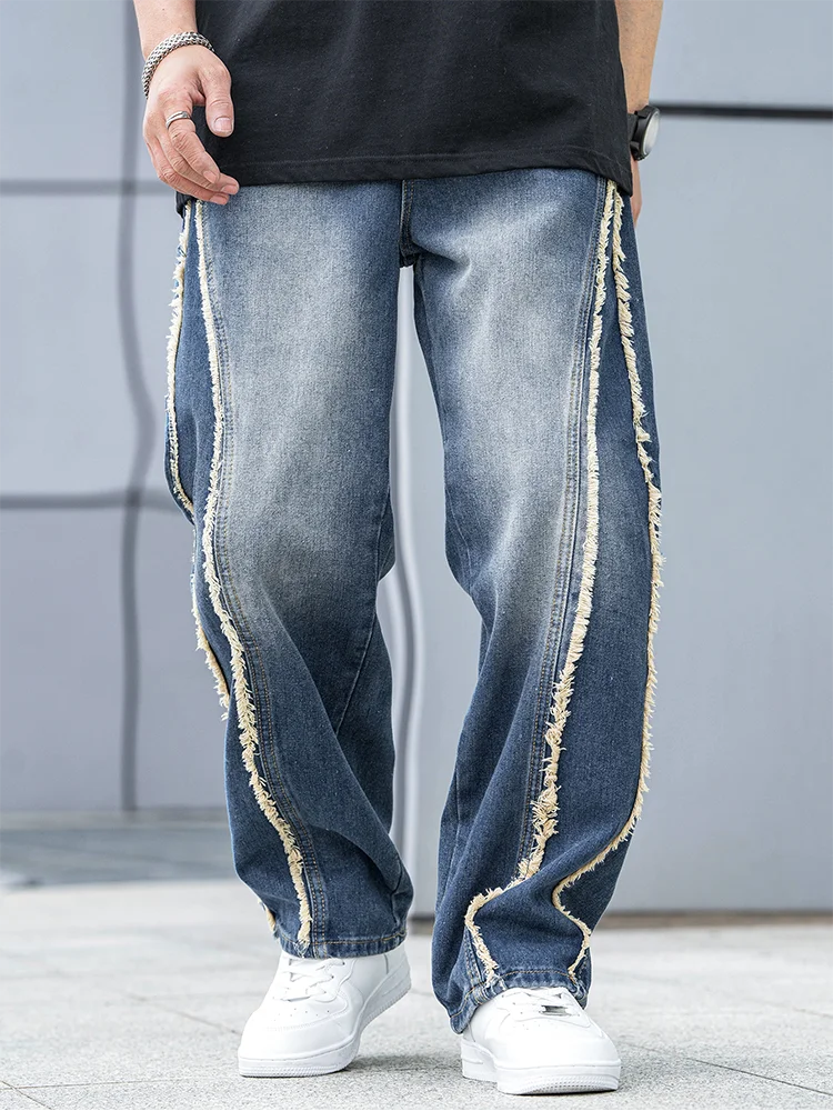 Herr Jeans Avslappnad Passform Råa Kanter