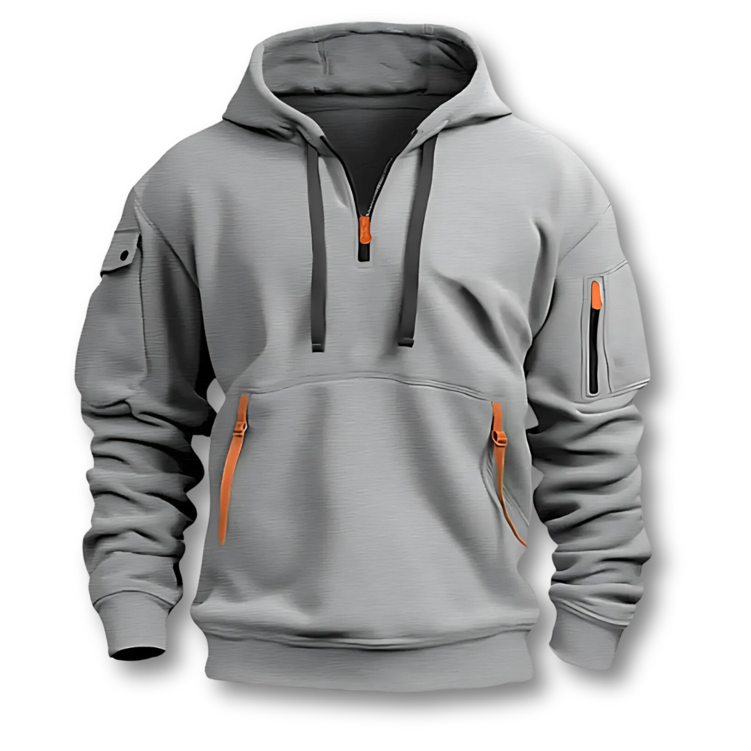 Herrhoodie med Justerbar Dragsko och Känguruficka